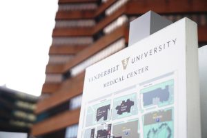 VUMC sign and map with the hospital in the background, as photographed on Feb. 23, 2025. (Hustler Multimedia/ George Albu)
